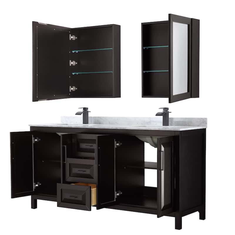 Daria 72-inch Double Vanity, Marble Top, Medicine Cabinets