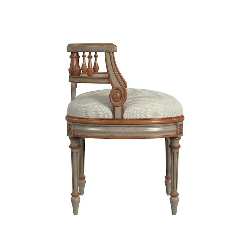 Hathaway 22.5 in. W Oval Upholstered and Wood Traditional Vanity Seat