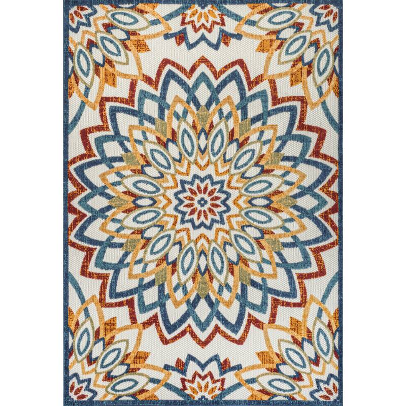JONATHAN Y Cetara Abstract Bold Mandala High-Low Indoor/Outdoor Area Rug
