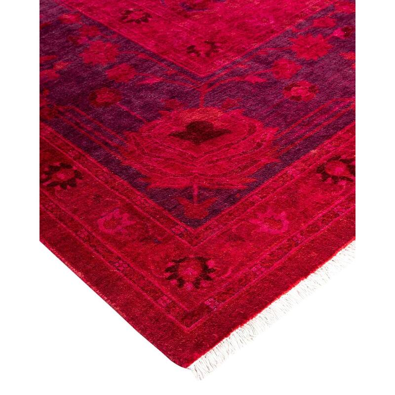 Overton Hand Knotted Wool Vintage Inspired Modern Contemporary Overdyed Red Area Rug - 9' 10" x 17' 7"