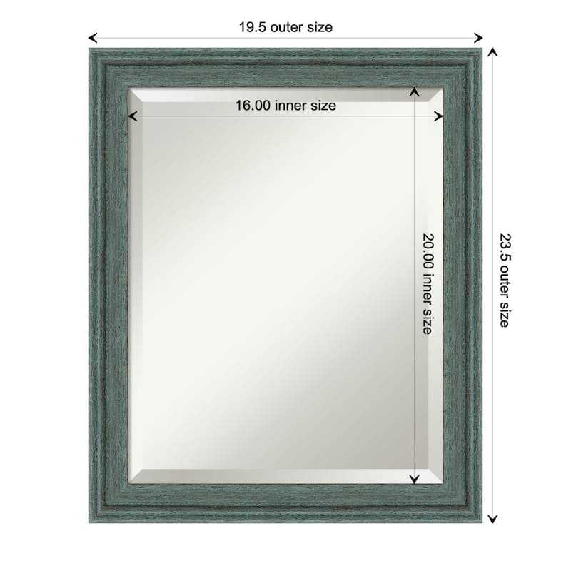 Upcycled Beveled Wood Framed Bathroom Vanity Wall Mirror - Upcycled Teal Grey - Glass Size 16x20
