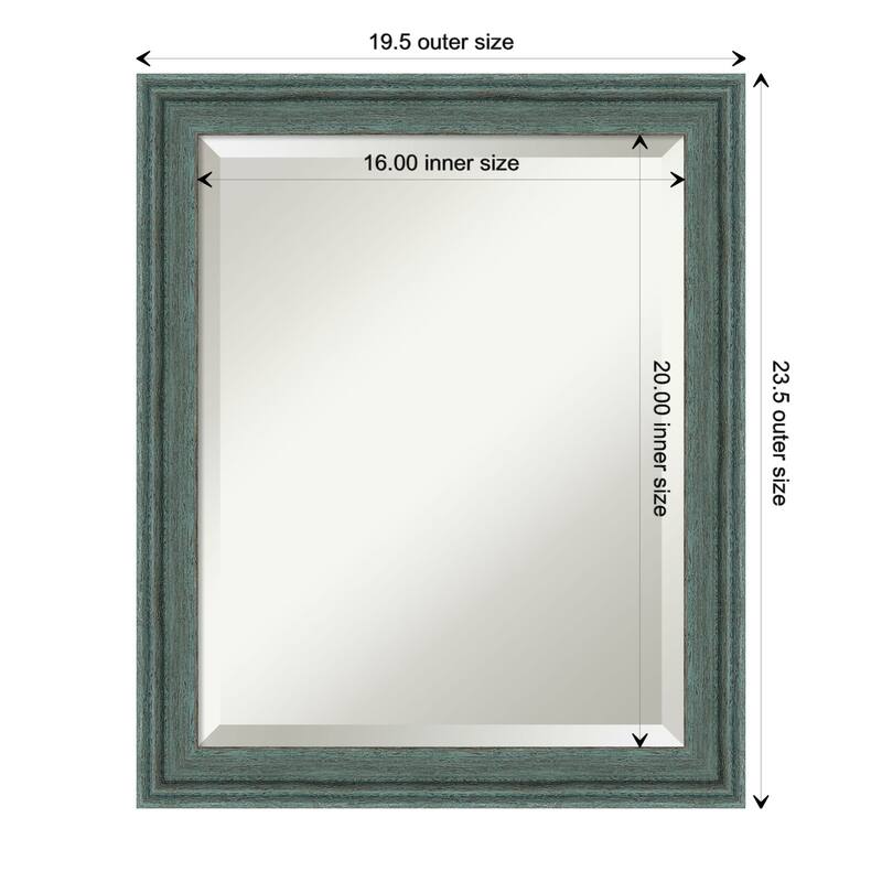 Upcycled Beveled Wood Framed Wall Mirror - Upcycled Teal Grey - Glass Size 16x20