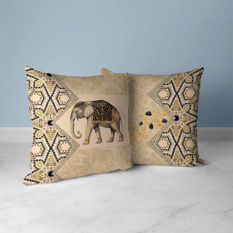 Floraphant Faux Suede Reversible Throw Pillow Yellow and Black