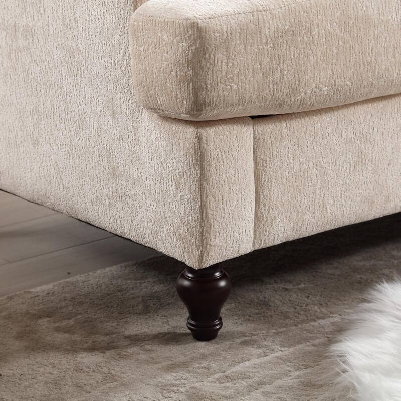 Roomfitters Chenille Loveseat Sofa, Mid-Century 2-Seat Upholstered Couch with Wooden Legs for Living Room