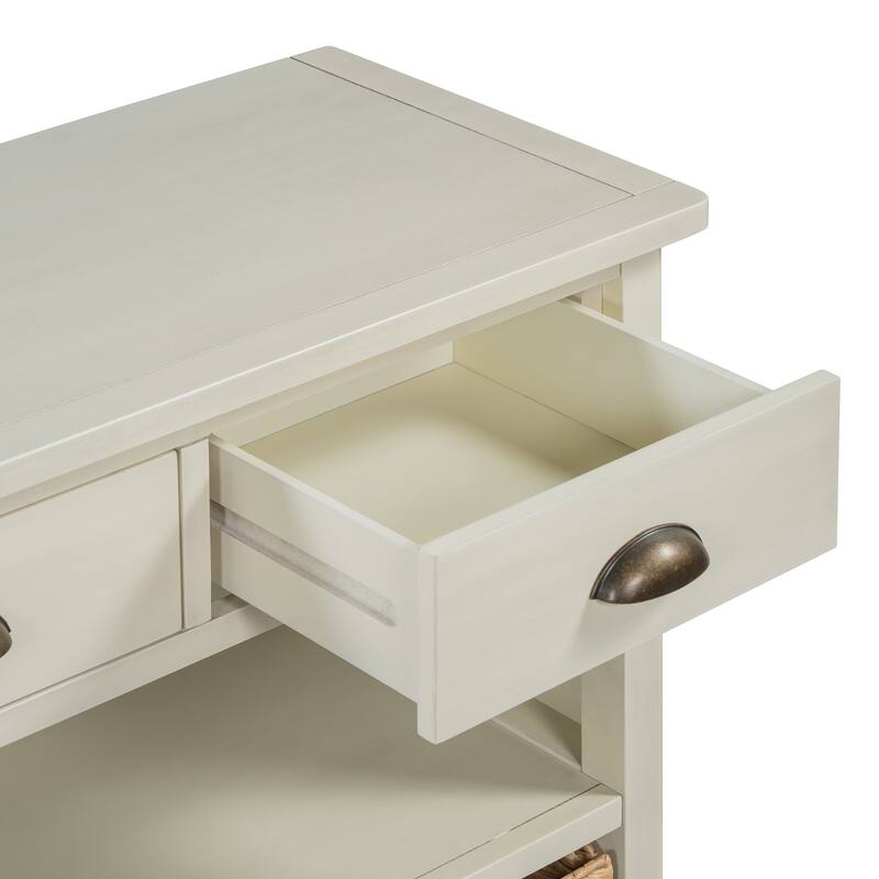 Retro Console Table with 3 Storage Drawers