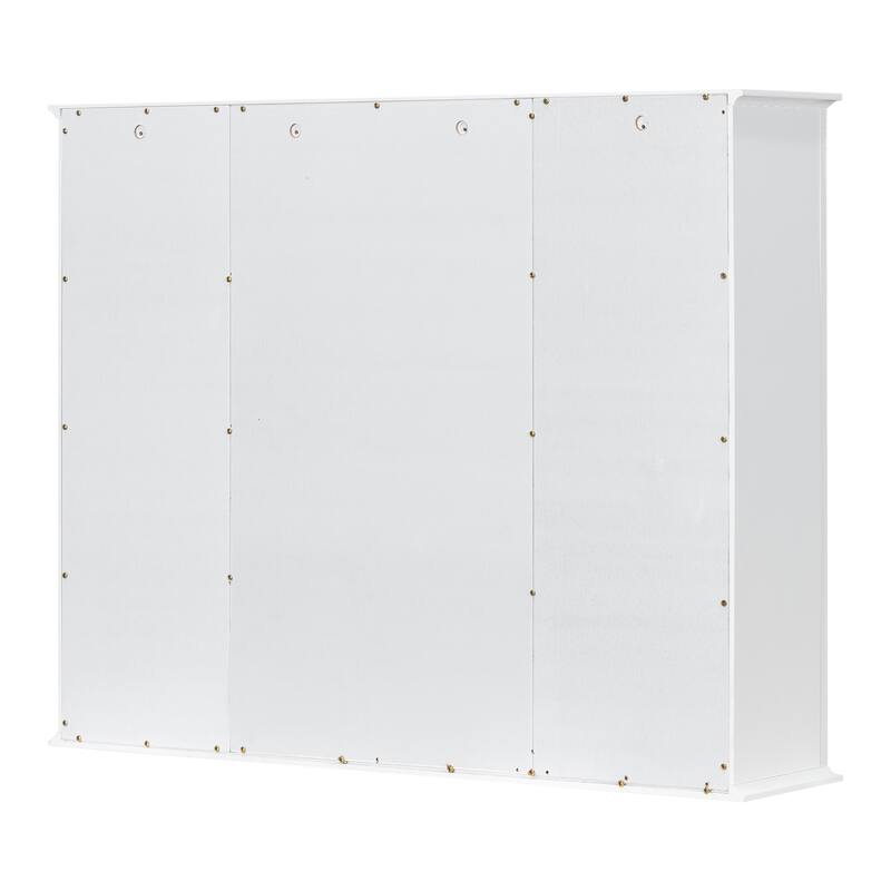 Roomfitters 36" Bathroom Medicine Cabinet, Textured Wall Mounted Mirror Cabinet with 3 Doors & Open Shelf