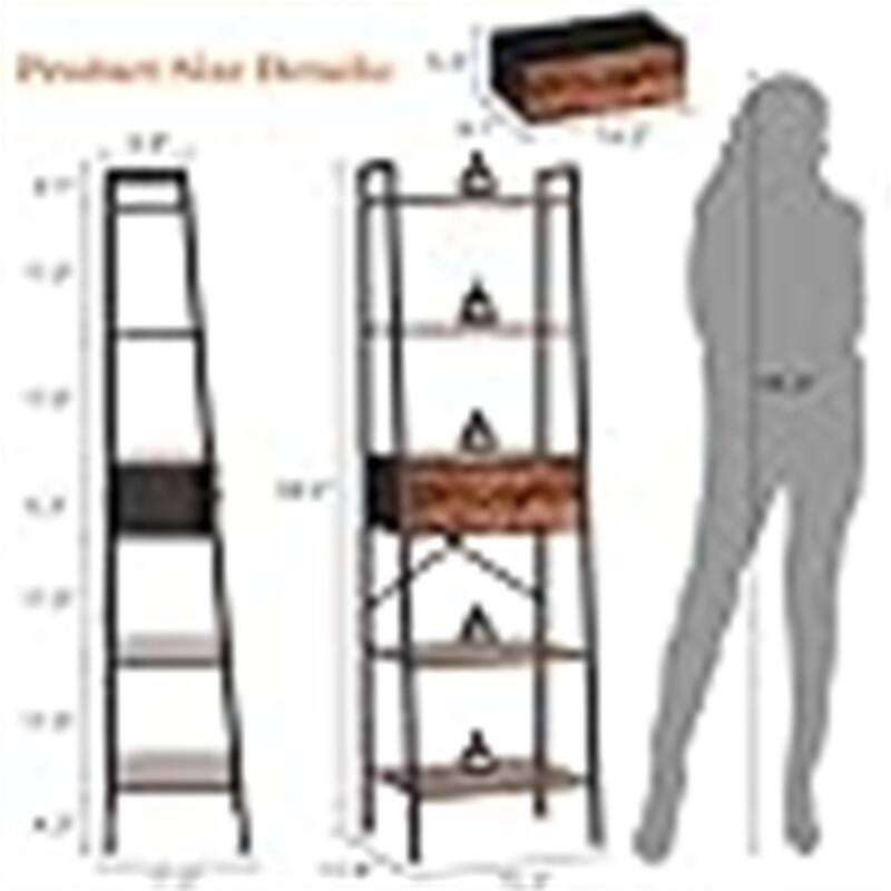 5 Tier Ladder Shelf with Drawer - 11.4"D x 15.4"W x 59.4"H