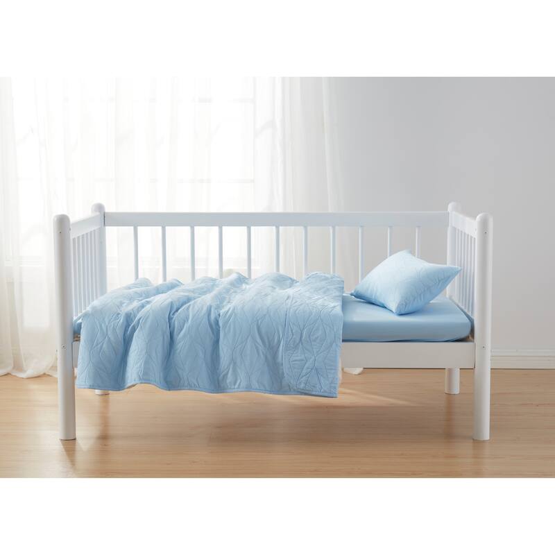 Clara Clark Ellipse Weave Toddler Bedding Set, 3PC Bedspread Set - All Season Quilted Comforter, Fitted Sheet, and Pillow Sham