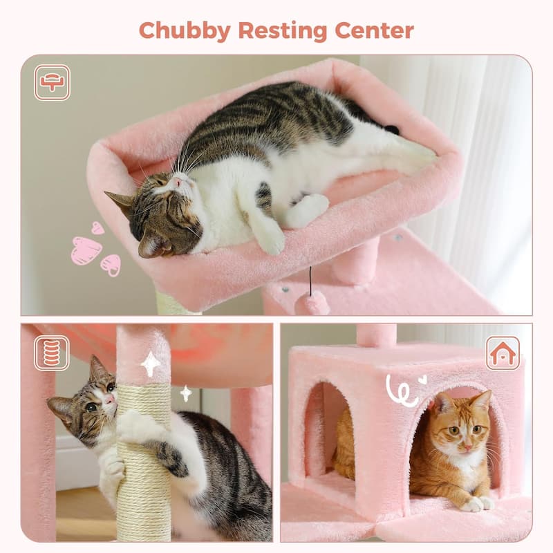 Indoor Multi-Level Tall Cat Tower with Hammock, Scratching Posts, Condo and Top Perch
