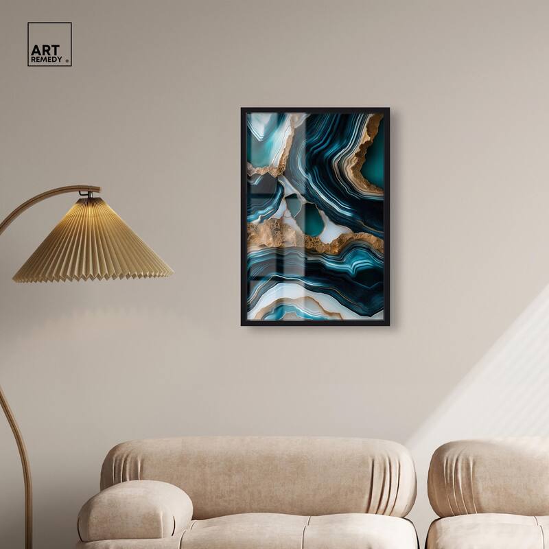 Teal Tectonic II Shadowbox by Art Remedy