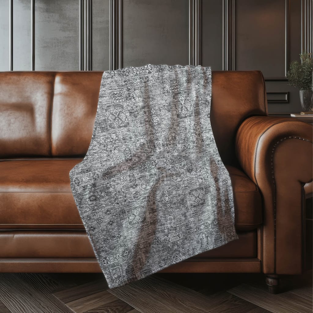 Premium Machine Washable Traditional Moroccan Sherpa Throw Blanket