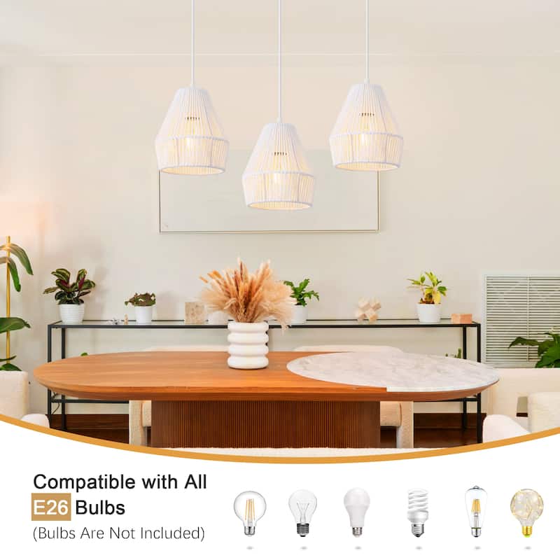 7.28-inch minimalist Bohemian-style single-light metal chandelier 3-piece set