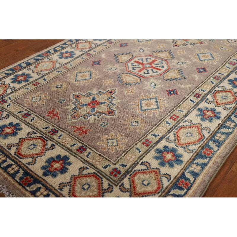 Light Brown Kazak Foyer Rug Hand-Knotted Wool Carpet - 2'8"x 4'1"