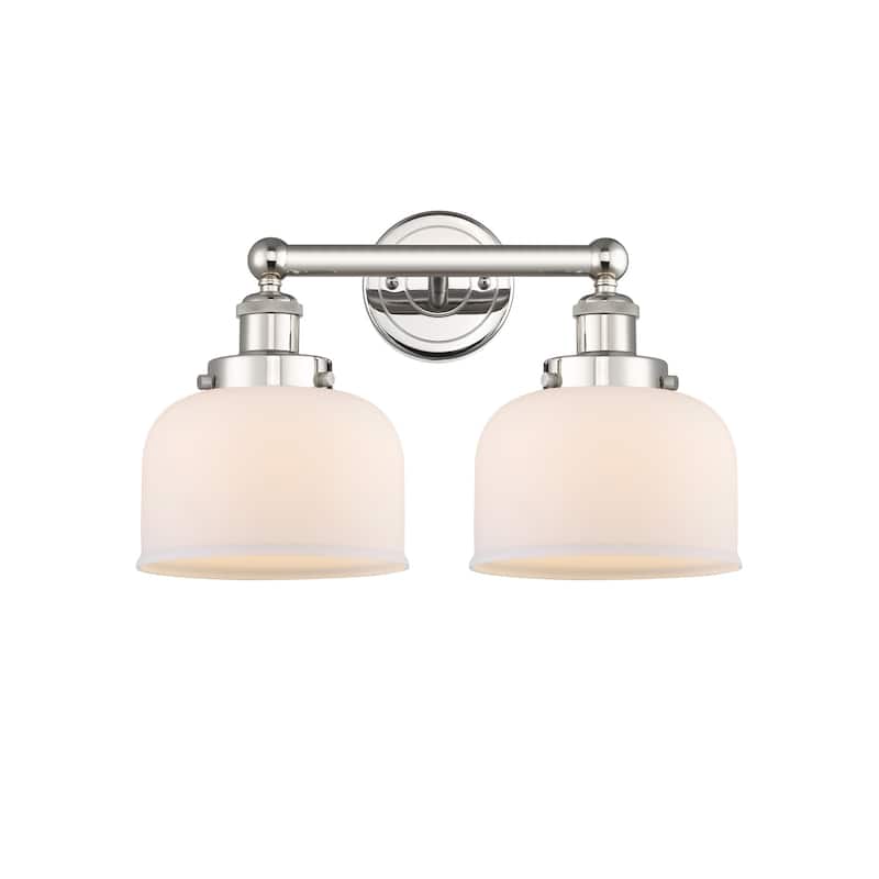 Innovations Lighting 616-2W-10-16-L Bell Vanity Bell 2 Light 16" Wide - Polished Nickel / Matte White