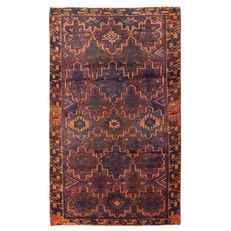 ECARPETGALLERY Hand-knotted Melis Vintage Dark Burgundy Wool Rug - 4'8 x 8'0