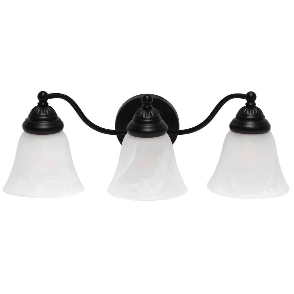 3-Light Vanity Light - Metal & White Glass Shades - Bathroom, Hallway, Entryway Uplight - 7.5