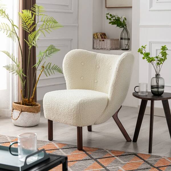 Wingback Accent Living Chair Modern Wood Leg Cute Ins Bedroom Cafe ...