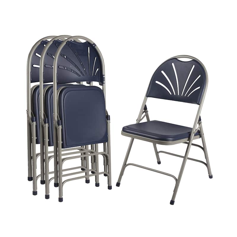 Hampden Furnishings Lusitano Collection Fan Back Folding Chair, Pack of 4