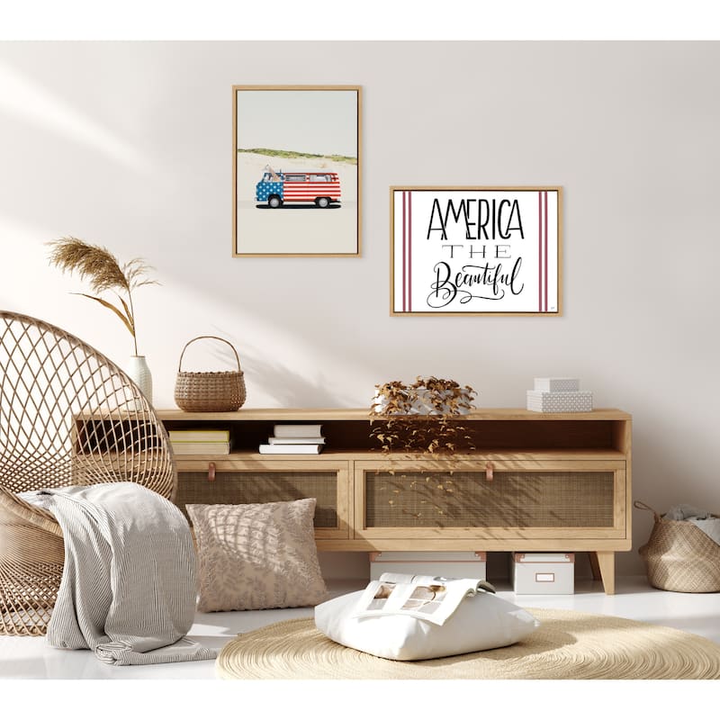 Kate and Laurel Sylvie America The Beautiful Framed Canvas by Valerie McKeehan of Lily and Val