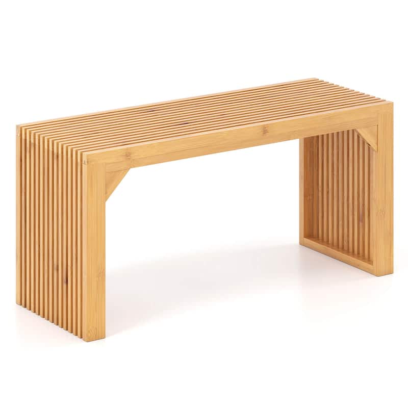 Costway 1/2 PCS Bamboo Dining Bench 36” Long Entryway Bench Indoor - 1 PCS