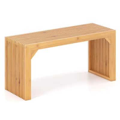 Costway 1/2 PCS Bamboo Dining Bench 36” Long Entryway Bench Indoor