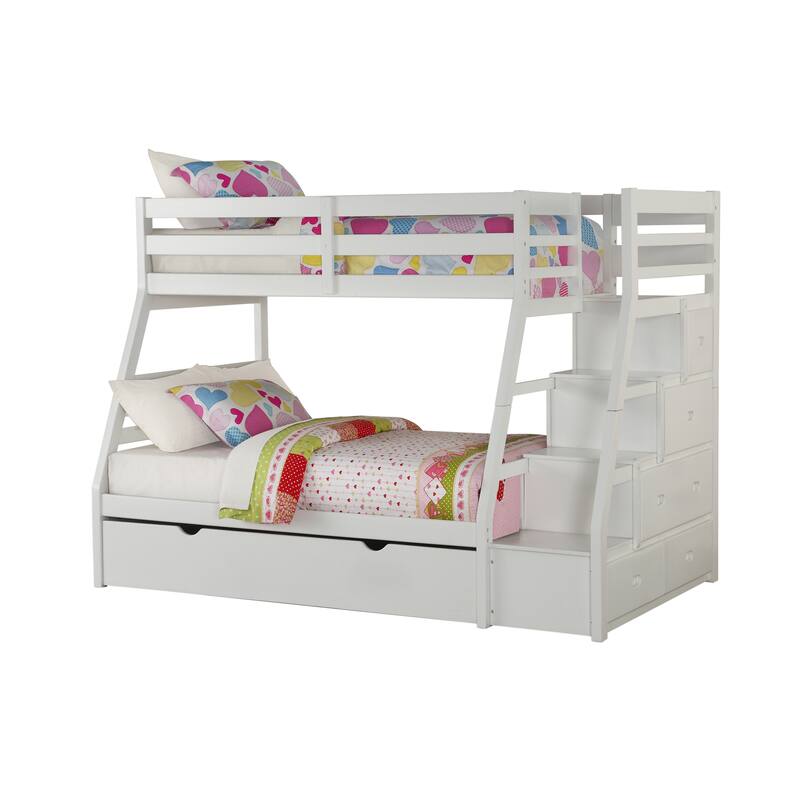 Farley Twin Over Full Bunk Bed with Storage Ladder and Trundle