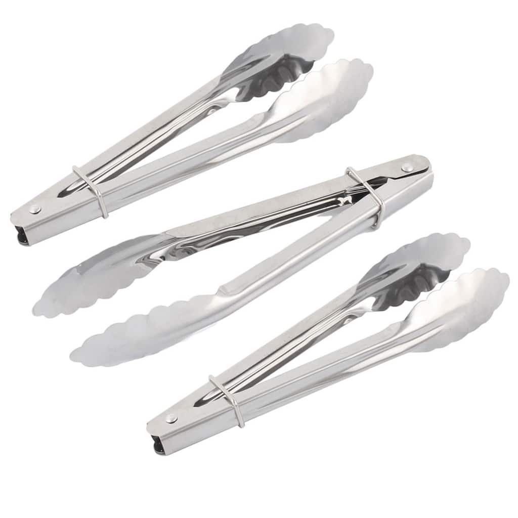 Kitchen Metal Salad Ice Cake Bread Food Tong Clip Clamp 3 Pcs - 7" x 1.2" x 1(L*W*H)