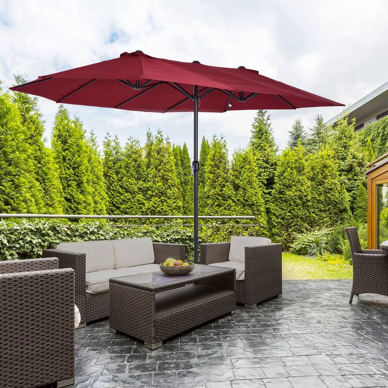 Outdoor terrace umbrella with tilting mechanism