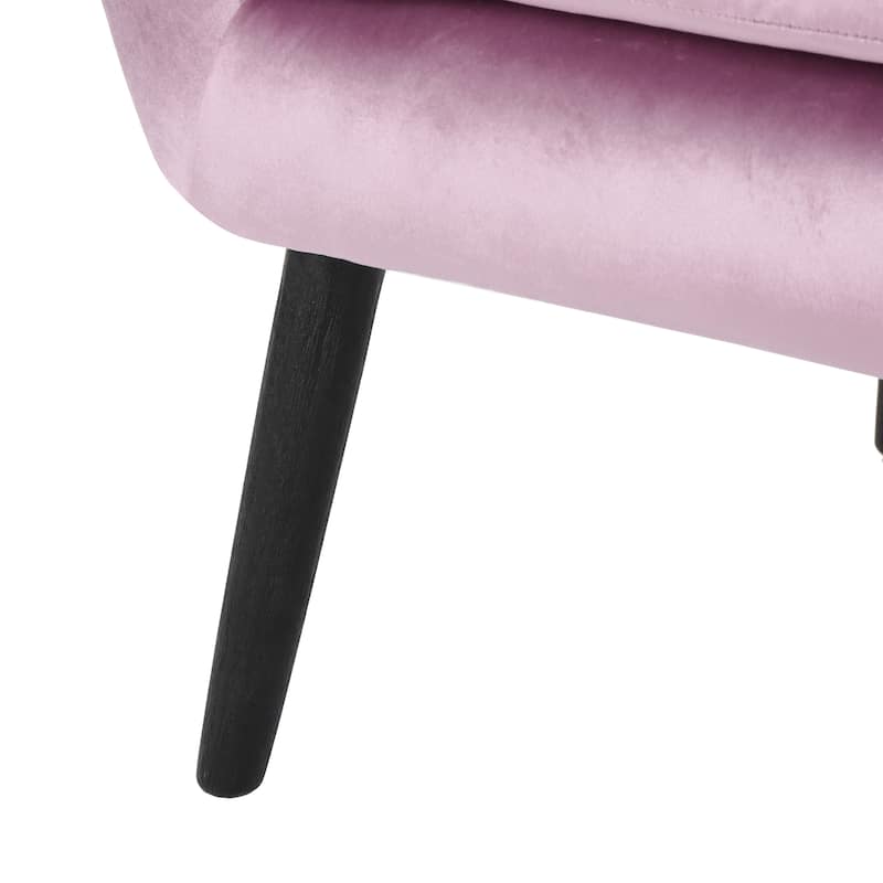 Velvet Mid-Century Armchair with Button and Tufted Wingback Design