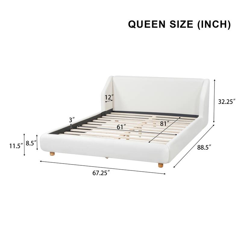 Christopher Knight Home - Arvilla Modern Boucle Upholstered Low Profile Platform Bed with Wingback Headboard & Wooden Slats