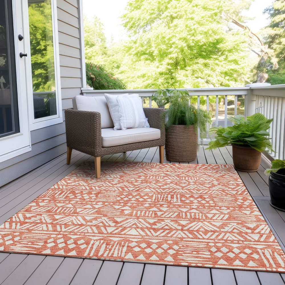 Machine Washable Indoor/ Outdoor Chantille Boho Tribal Rug