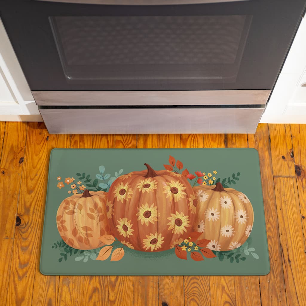 Anti-Fatigue Door Mat, Pumpkin and Fall Leaves - 30" x 18"