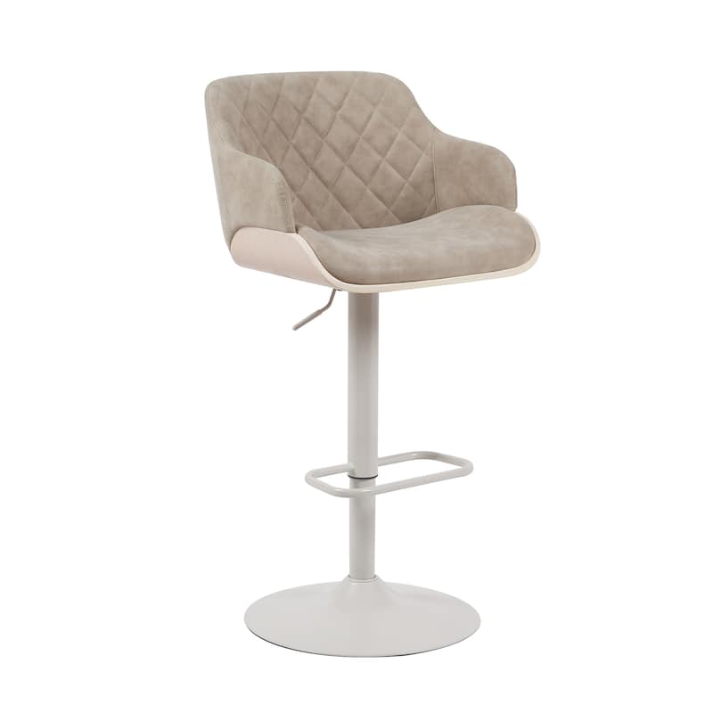 Toby Modern Adjustable Bar Stool, Upholstered Swivel Counter Height Chair with Metal Base