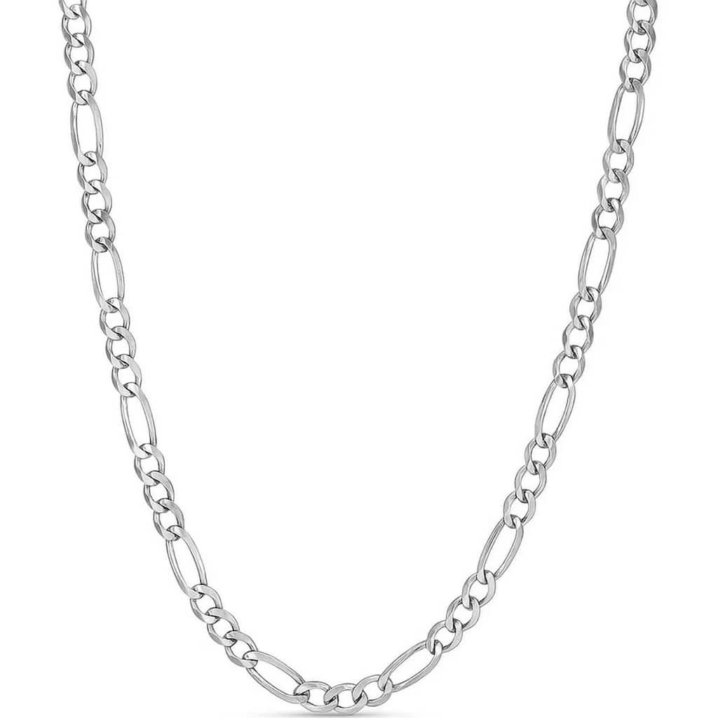 MayaMila 4.6mm 14k White Gold Solid Figaro Chain