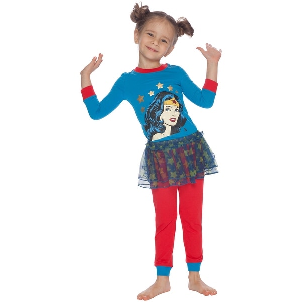 DC Comics Toddler Girls Wonder Women Snug-Fit Cotton 3 Piece Tutu Pajama Set