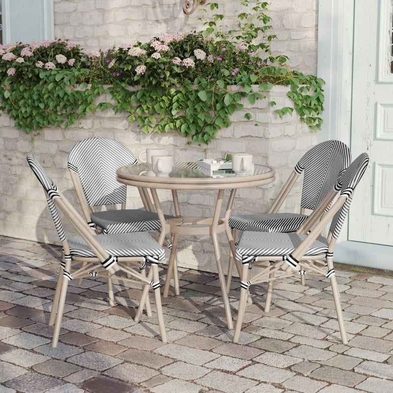 Indoor/Outdoor Commercial Bistro Set with Table and Four Chairs