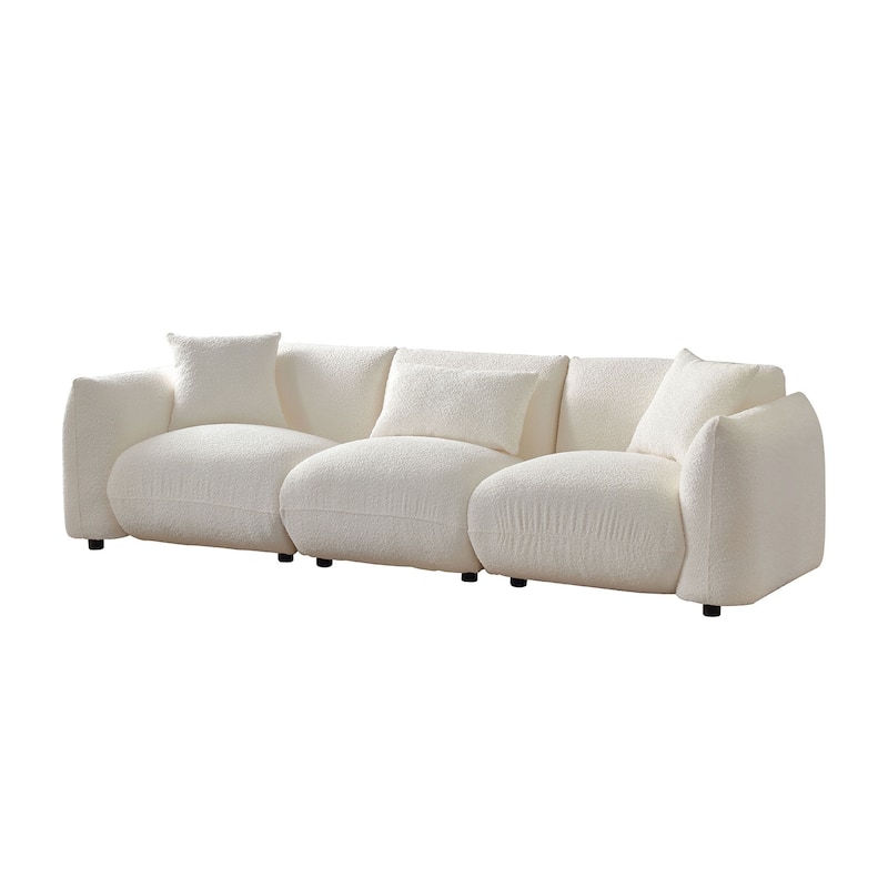Modern Couch 3-Seater Sofa Upholstered for Living Room, Bedroom, Beige