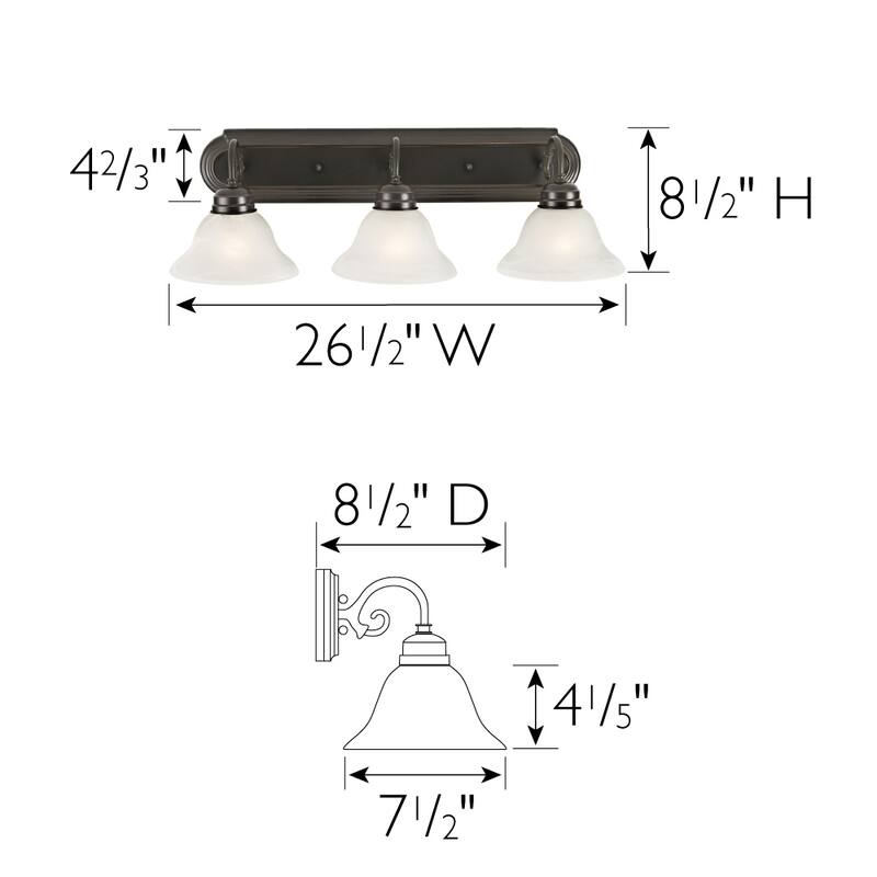 Millbridge Traditional 3-Light Indoor Dimmable Bathroom Vanity Light - Oil Rubbed Bronze