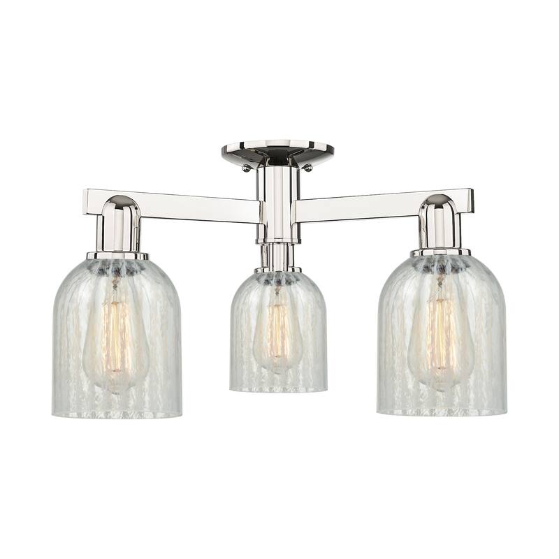 Innovations Lighting Endless Possibilities Arcadia - Caledonia - 3 Light 23" Semi-Flush Mount with Mouchette Shade - Mouchette/Polished Nickel