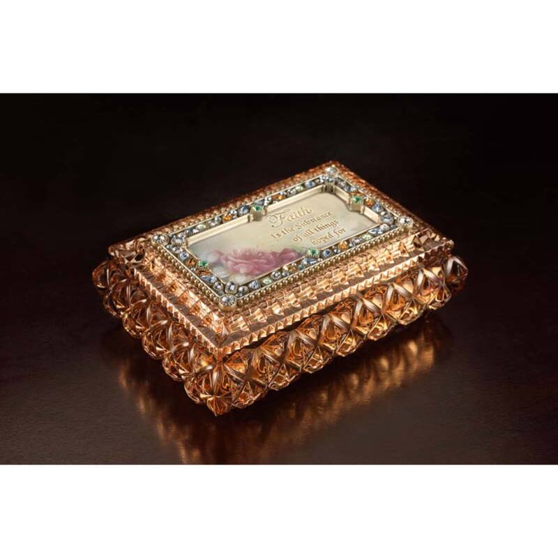 Set of 4 Amber Rectangular Decorative Jewelry Music Boxes