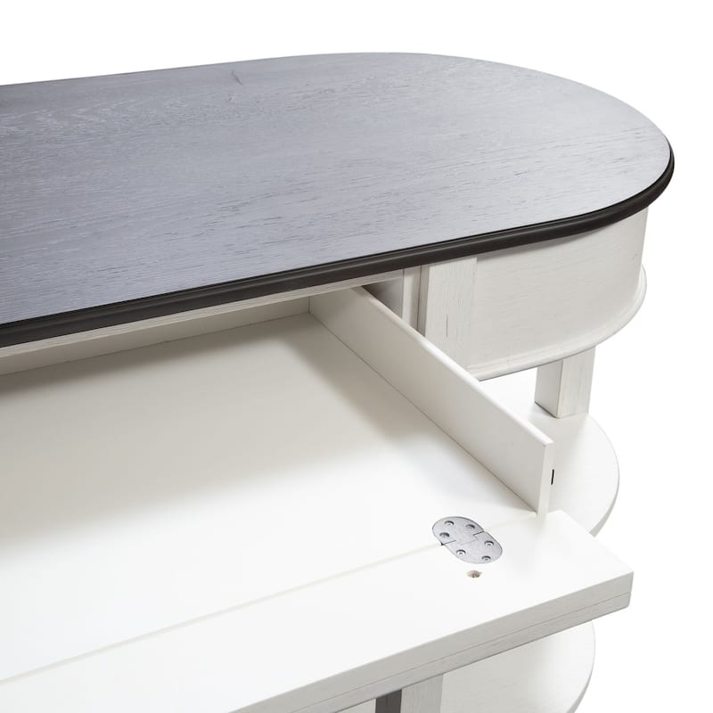 Allyson Park Wirebrushed White Charcoal L Shaped Desk Set