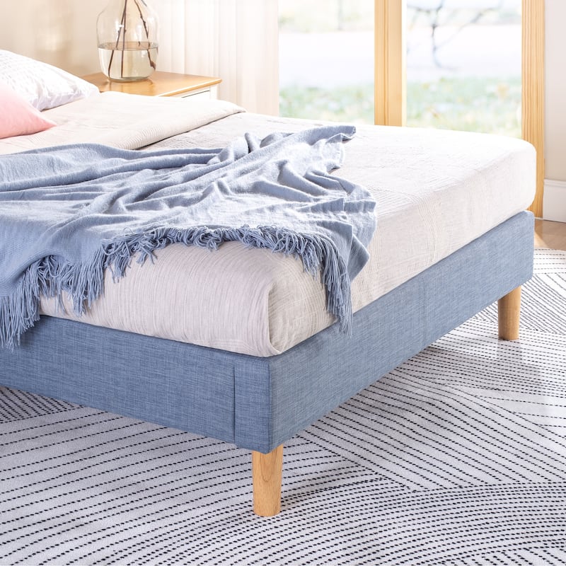 Priage by ZINUS Blue Slate Upholstered Square Platform Bed Frame
