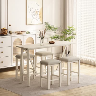 5-Piece Bar Kitchen Table Set with Power Outlets