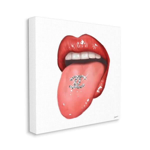 Shop Stupell Industries Sassy Tongue Out Fashion Brand Detail Lips Canvas Wall Art Red Overstock 31753538