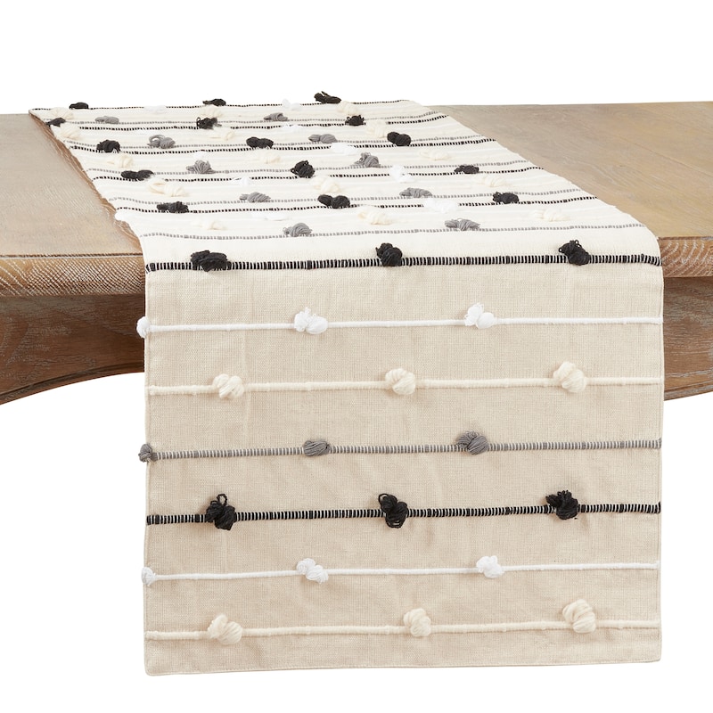 Cotton Table Runner With Knotted Design - 16"x72"