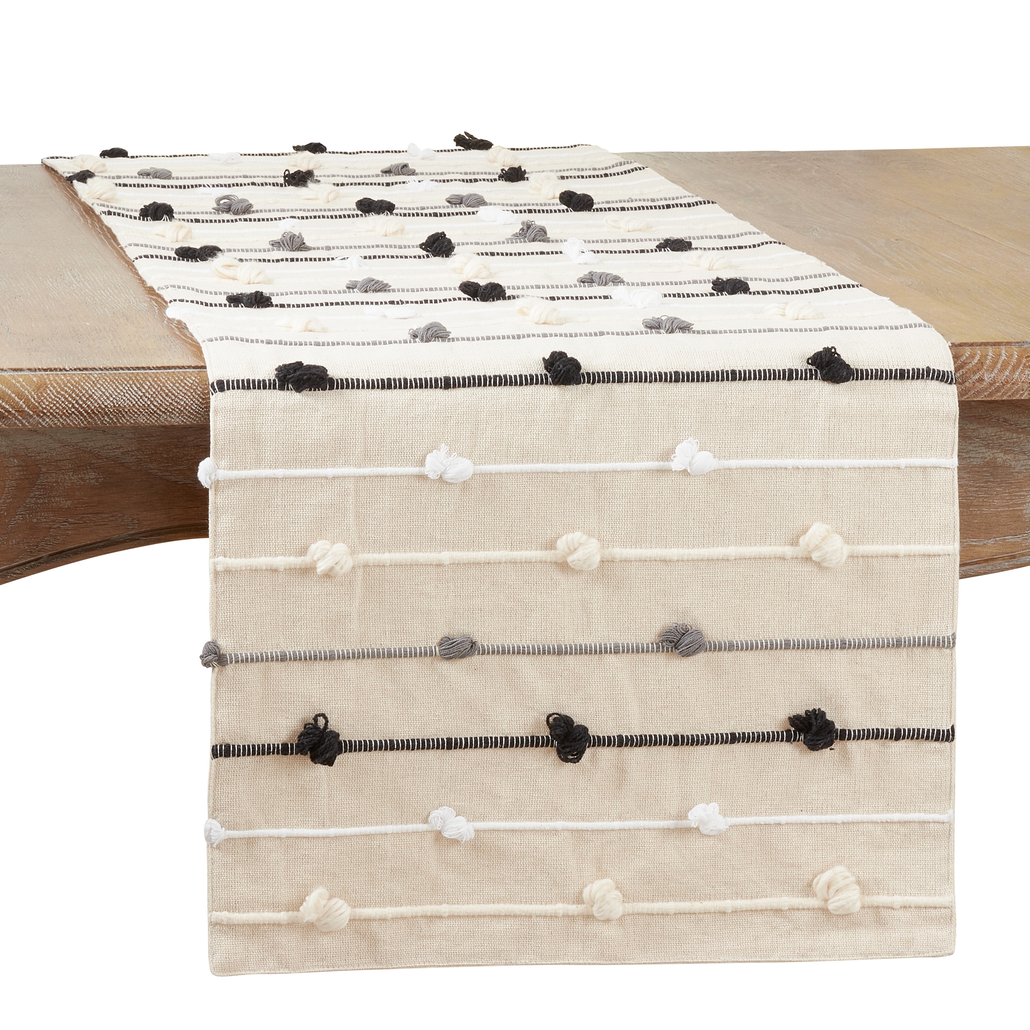 Cotton Table Runner With Knotted Design - 16"x72"
