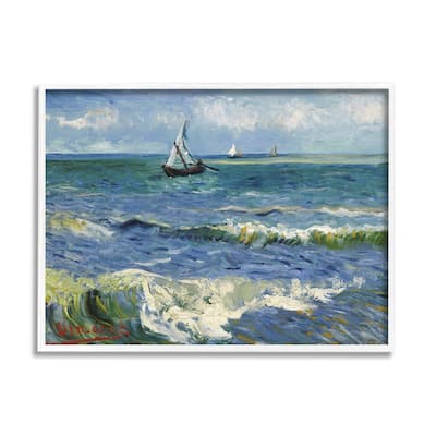 Stupell The Sea at Les Saintes-Maries-de-la-Mer Vincent van Gogh Painting Framed Wall Art, Design by one1000paintings