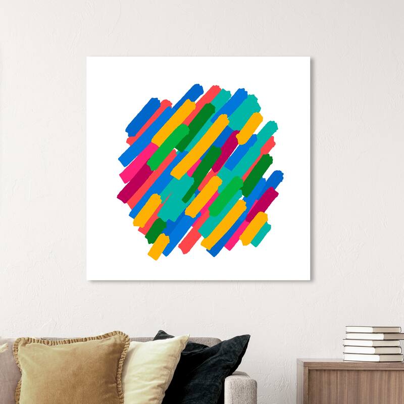 Wynwood Studio Canvas Abstract Spectrum Rain Blue and Modern & Contemporary Wall Art Canvas Print - 40 x 40