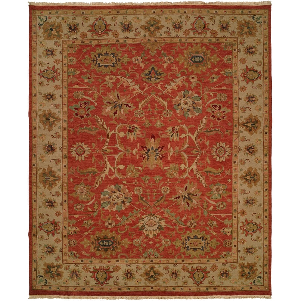 Traditional Red Flatweave Wool Area Rug