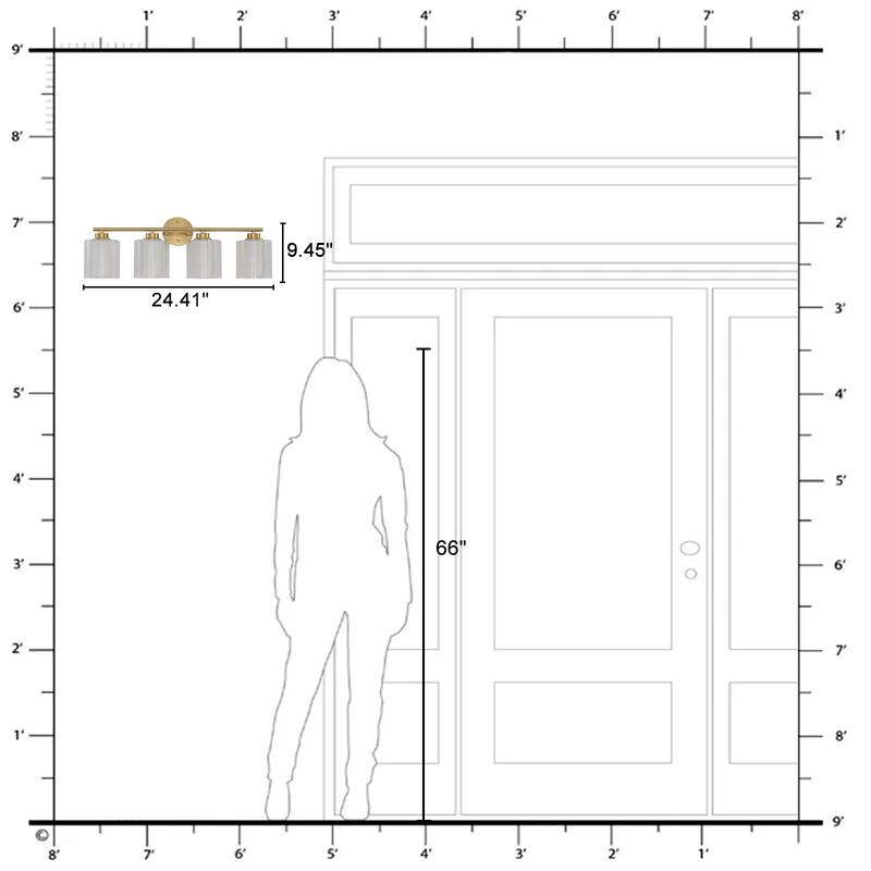 Modern Gold Vanity Light with Double Cylinder Shades Bathroom